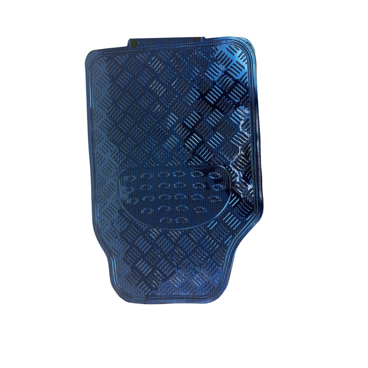 Cubre alfombra simil aluminio carbono azul