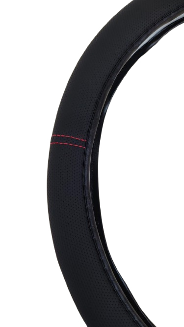 Cubre volante premium liso 4 costuras rojas dobles