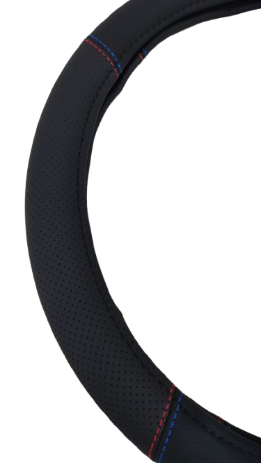 Cubre volante premium m perforado 4 costuras rojo/azul doble