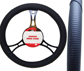 Cubre volante premium cuero negros ondas