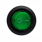 Llave tecla mini redonda un punto 10 amp. con luz verde