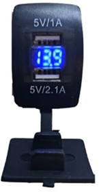 Adaptador 12-24v a 2-usb con luz + voltimetro led con tapa