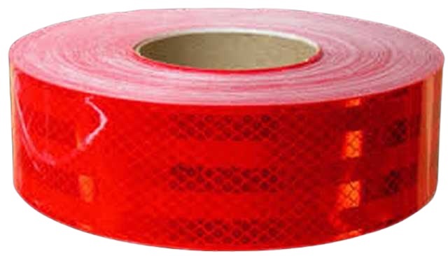 Cinta reflectiva roja economica rollo 45.7 mts. x 7.6 cm