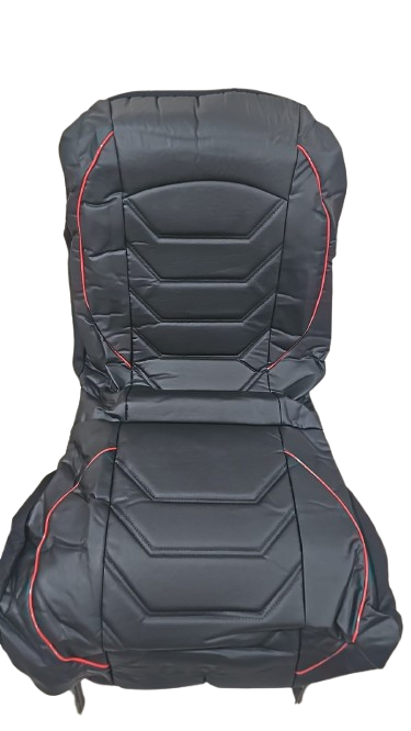 Funda cuero negro imp trapezios horizontales ribete rojo